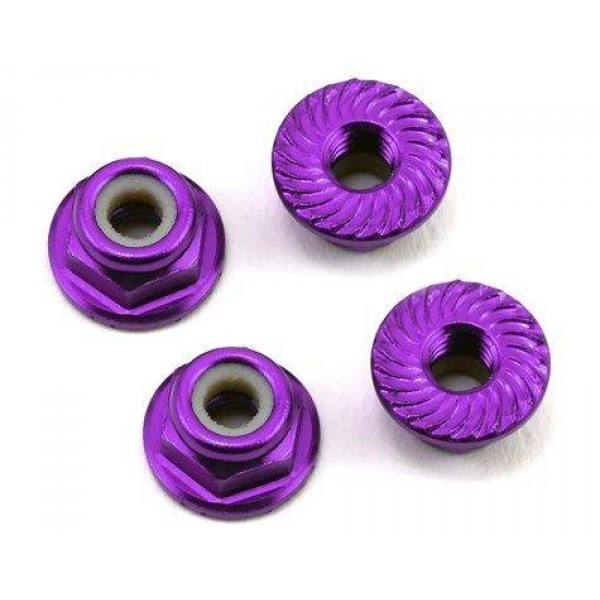 175RC Aluminum 4mm Serrated Locknuts (Purple)