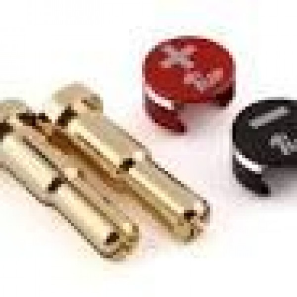 1UP Racing Lowpro Bullet Plug Grips with 4-5mm Bullets, Black/Red