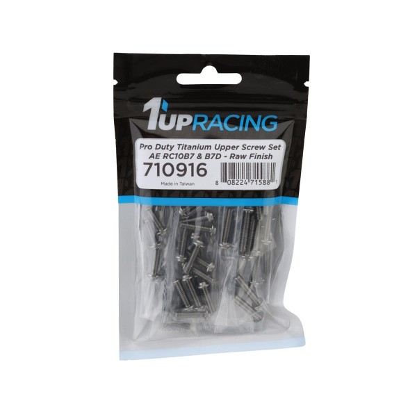 1UP Racing RC10B7/RC10B7D Pro Duty Titanium Upper Screw Set, Silver (73)