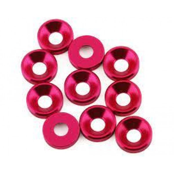 1UP 3mm Countersunk Washers, Red (10)
