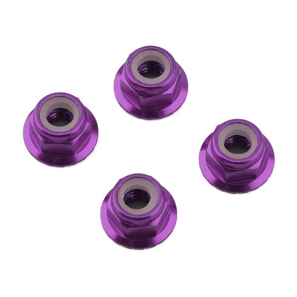 1UP Racing 4mm Serrated Aluminum Locknuts, Purple (4)