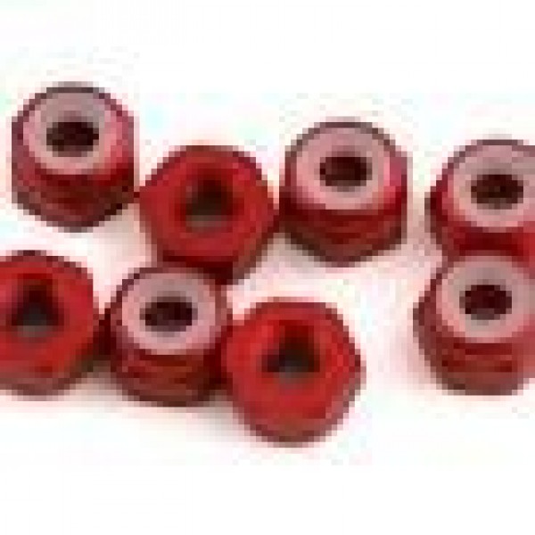 1UP Racing 3mm Aluminum Locknuts (Red) (8)