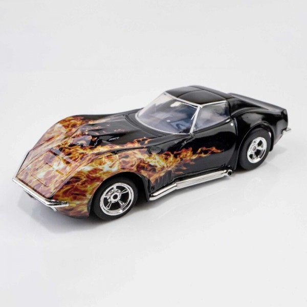 AFX 1968 Corvette 427 Black Flame Slot Car, Mega G+ Short