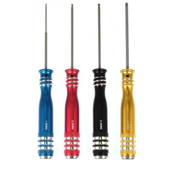 Apex RC Products Metric Allen Key Set, Aluminum Handles (1.5-3.0mm) (4)