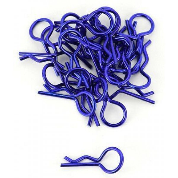 Apex RC Products 1/10 Large Bent Steel Body Clips, Blue (25)