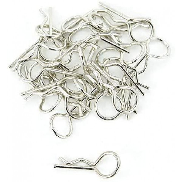 Apex RC Products 1/10 Large Bent Body Clips, Silver (25)