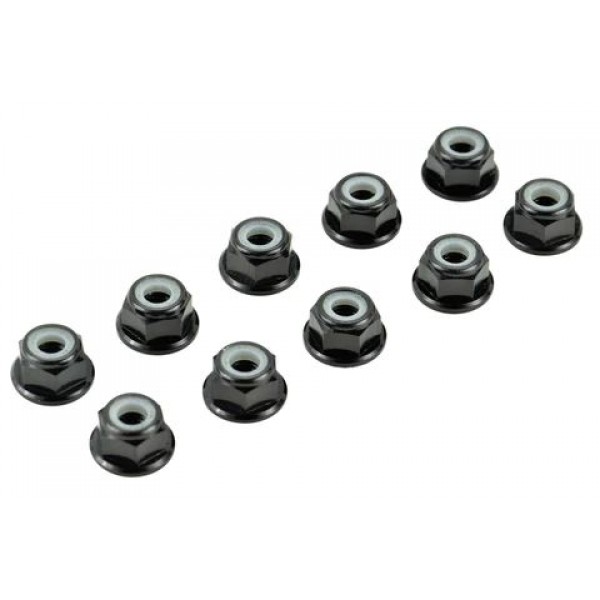 Apex RC 4mm Aluminum Serrated Nylon Locknut (10)