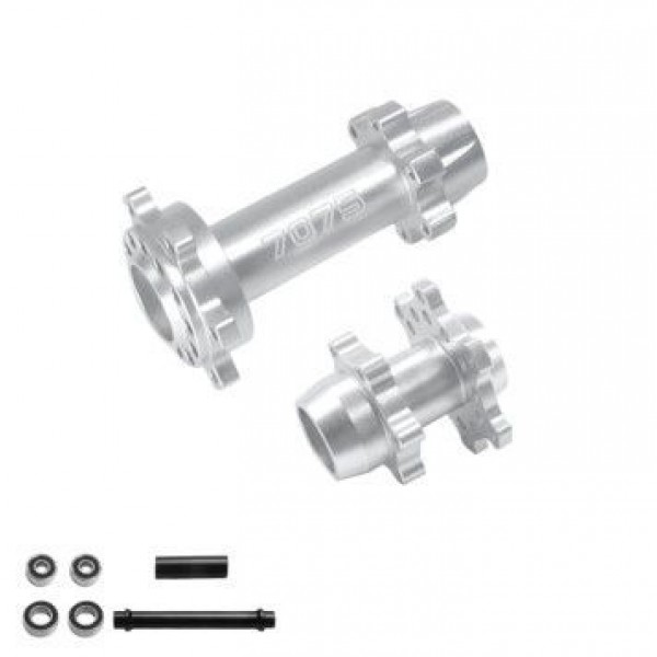APS Racing Aluminum Front & Rear Wheels Hubs Set for LOSI 1:4 Promoto-MX Motorcycle Silver