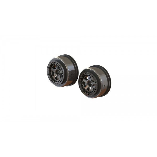 Arrma SC 2.2"/3.0" Wheels, 14mm Hex, Black Chrome (2)