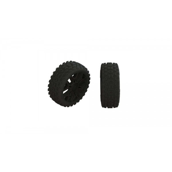 Arrma 2HO Tire Set Glued, Black (2)