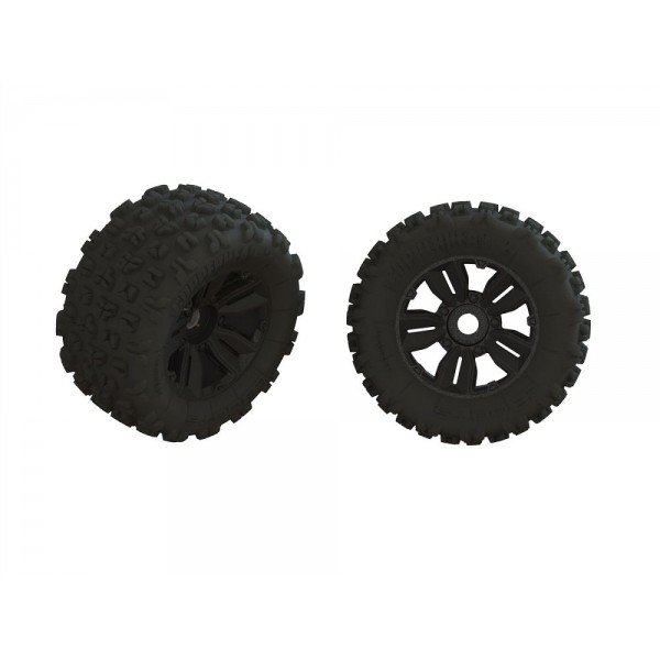 Arrma Dboots Copperhead2 MT Tires Mounted on 24mm hex Multi-Spoke Black Wheels (2)