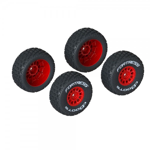 Arrma dBoots 'FORTRESS' Tire Set Glued (Red) (2 Pairs)