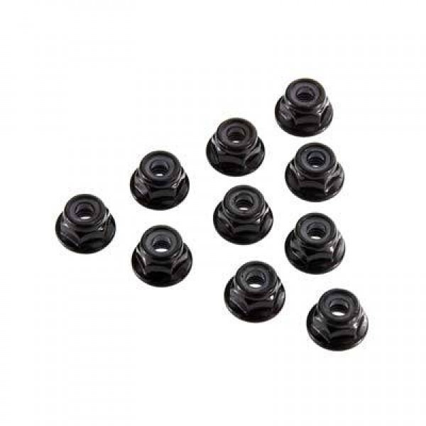 Axial M4 Serrated Nylon Lock Nut, Black (10)