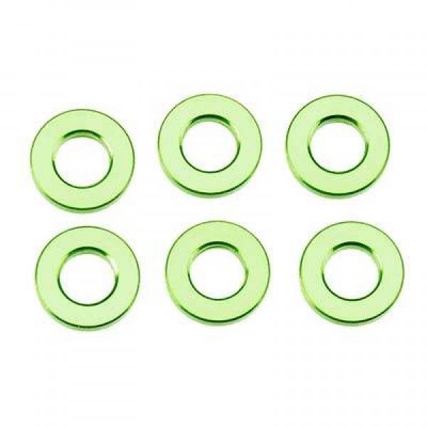 Axial Aluminum Spacers, 1x6mm, Green (6)