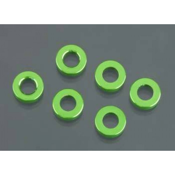 Axial Aluminum Spacers, 2x6mm, Green (6)