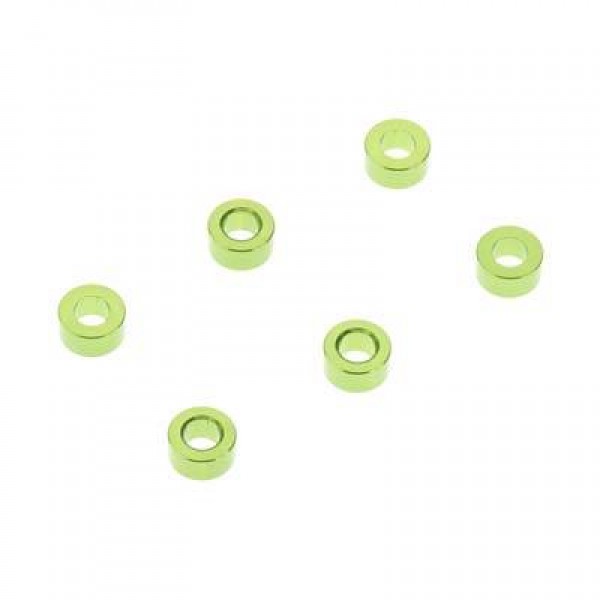 Axial Aluminum Spacers, 3x6mm, Green (6)