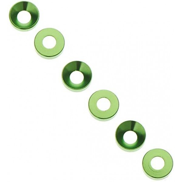 Axial Cone Washers, 3x6.9x2mm, Green (6)