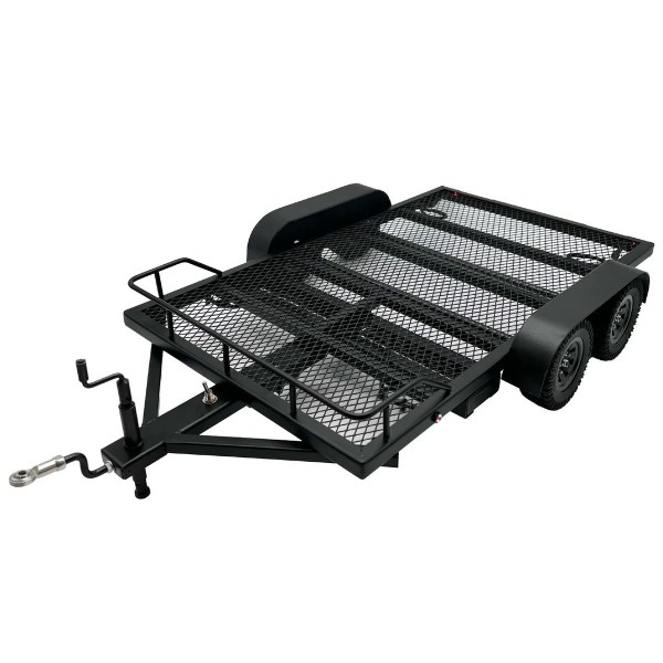 Bold RC 1/10 Scale Full Metal Car Hauler Trailer with LED Lights, Black