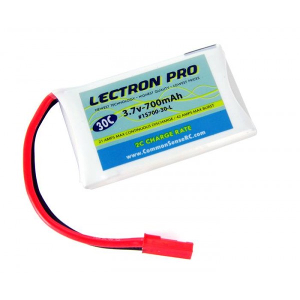 Common Sense RC Lectron Pro 3.7V 700mAh 30C Lipo Battery with JST Connector