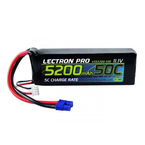 Common Sense RC LiPo Battery 5200mAh 50C 11.1V (3S) with EC3 Connector