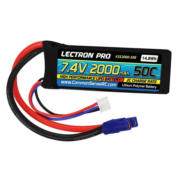 Common Sense RC 2S LiPo Battery with EC3 Connector, 2000mAh/50C/7.4V