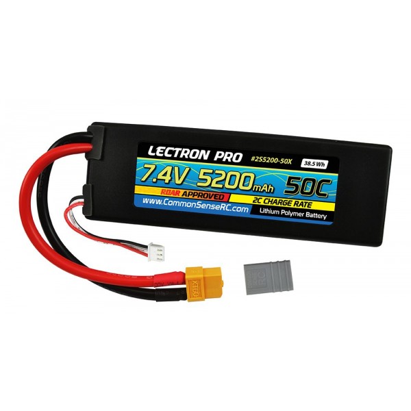 Lectron Pro 7.4V 5200mAh 50C Lipo Battery with XT60 Connector