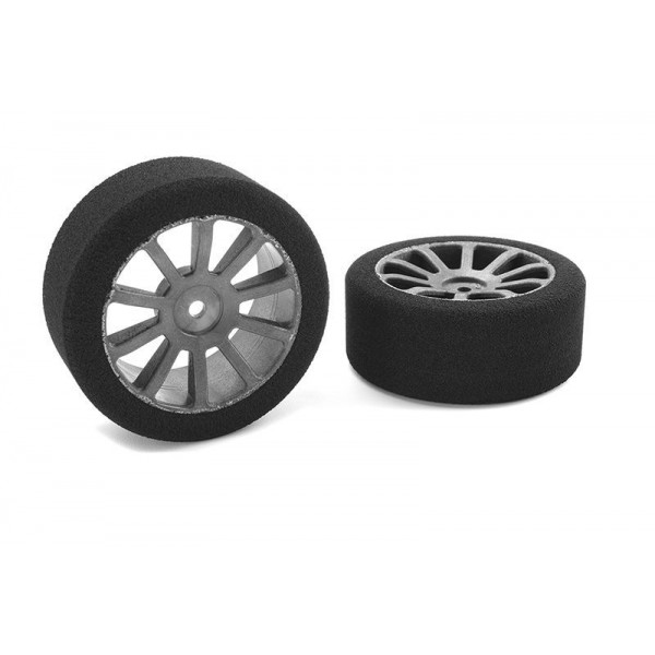 Corally Attack Foam Tires for 1/10 GP Touring, 40 Shore, 26mm Front, Carbon Rims