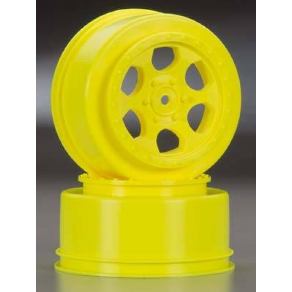 DE Racing Trinidad 2.2"/3.0" SCT Wheels for SC10 4X4, Yellow (2)