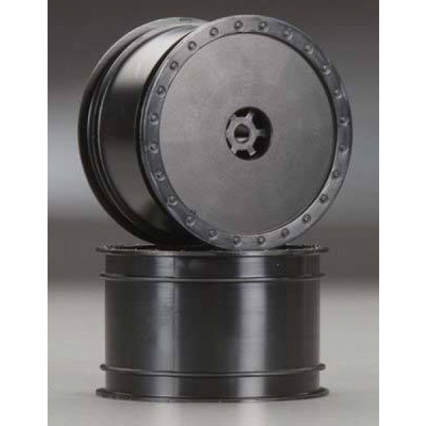DE Racing 14mm Hex Borrego 2.2" 1/10 Buggy Rear Wheels (DEX210/410), Black (2)