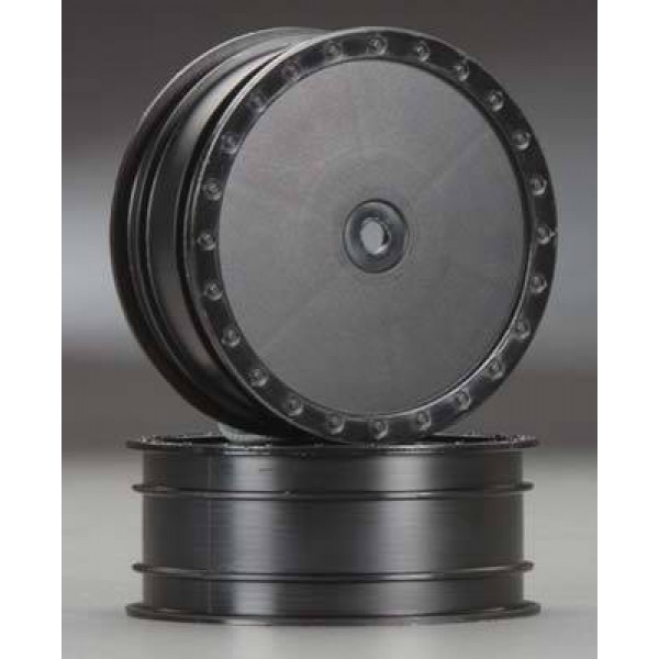 DE Racing 10mm Hex Borrego 2.2" 1/10 Buggy Front Wheels (22), Black (2)