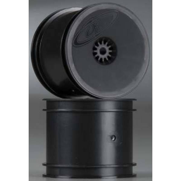 DE Racing 12mm Hex Speedline 2.2" 1/10 Stadium Truck Wheels (22T), Black (2)