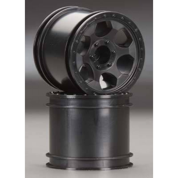 DE Racing Trinidad 2.2" 1/10 Stadium Truck Wheels (DEST210R), Black (2)