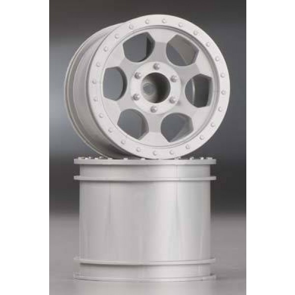 DE Racing Trinidad 2.2" 1/10 Stadium Truck Wheels (DEST210R), Silver (2)