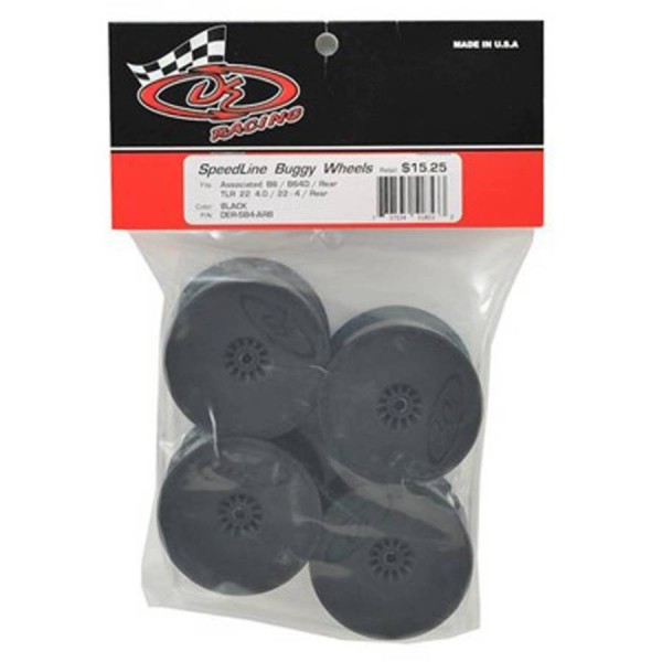 DE Racing Speedline 2.2" 1/10 Buggy Rear Wheels, Black (4)