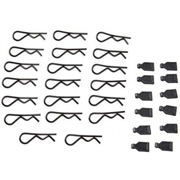 Duratrax 1/8 Body Clips (20)/Rubber Pull Tabs (12)