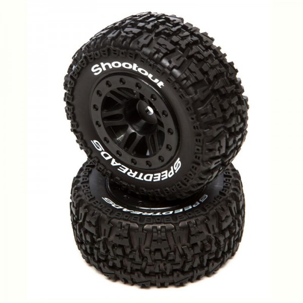 Duratrax Front/Rear SpeedTreads 2.2/3.0" Shootout SC Mounted 12mm hex Wheels (2)