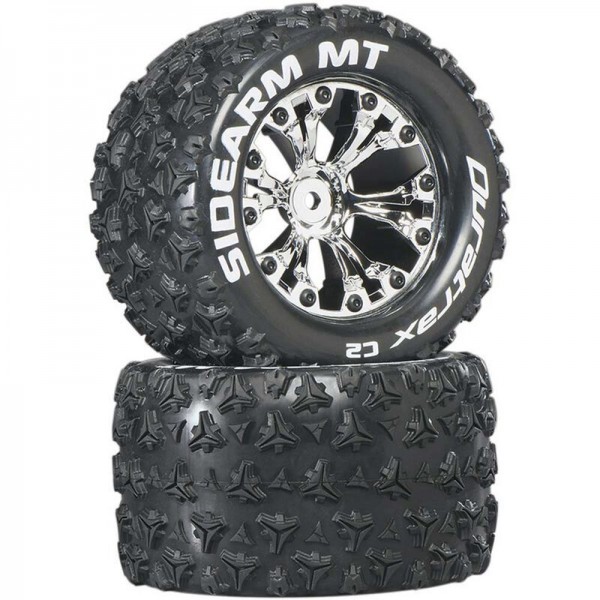 Duratrax Sidearm MT 2.8" Mounted 1/2" Offset C2 Tires, Chrome (2)