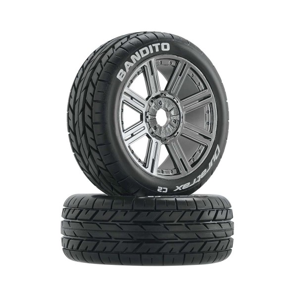 Duratrax Bandito 1/8 Mounted C2 Buggy Tires, 17mm Hex (2)