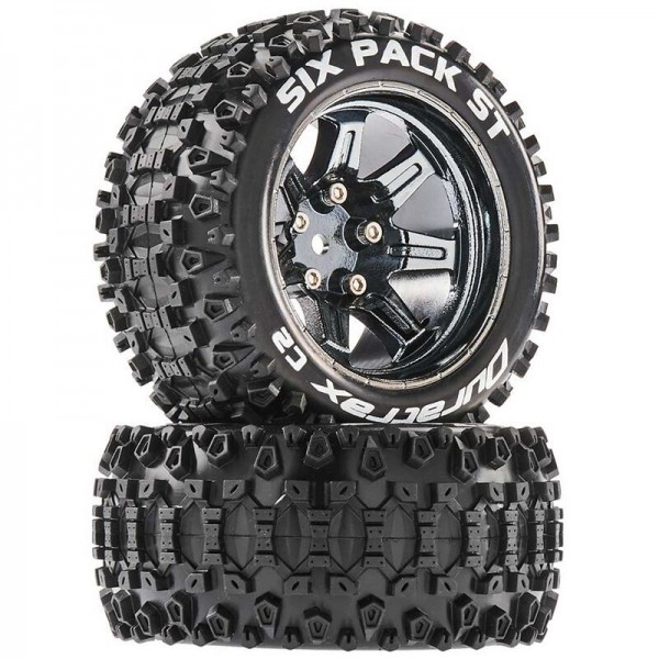 Duratrax Six Pack ST 2.8" Mounted Black Chrome Wheels (2)