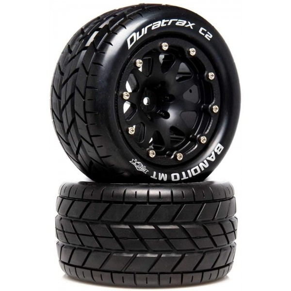 Duratrax Bandito MT Belted 2.8" 2WD Mounted Rear Tires, 0.5" Offset, Black (2)
