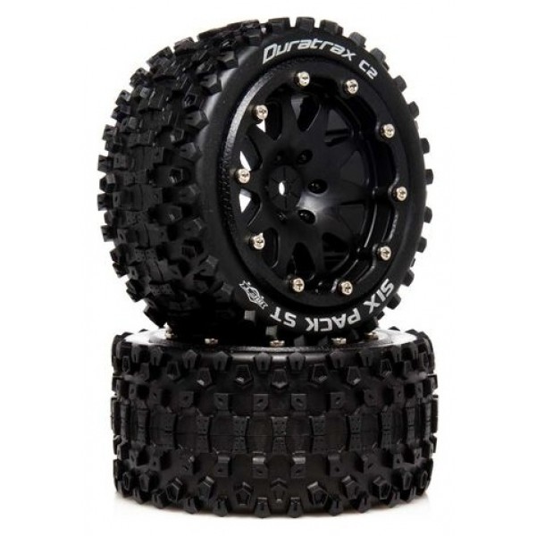 Duratrax Six Pack ST Belted 2.8" 2WD Mounted Rear Tires, Black (2)