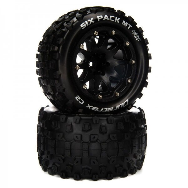 Duratrax Six Pack MT Front/Rear Belted 2.8" 14mm Mounted Tires, Black (2)