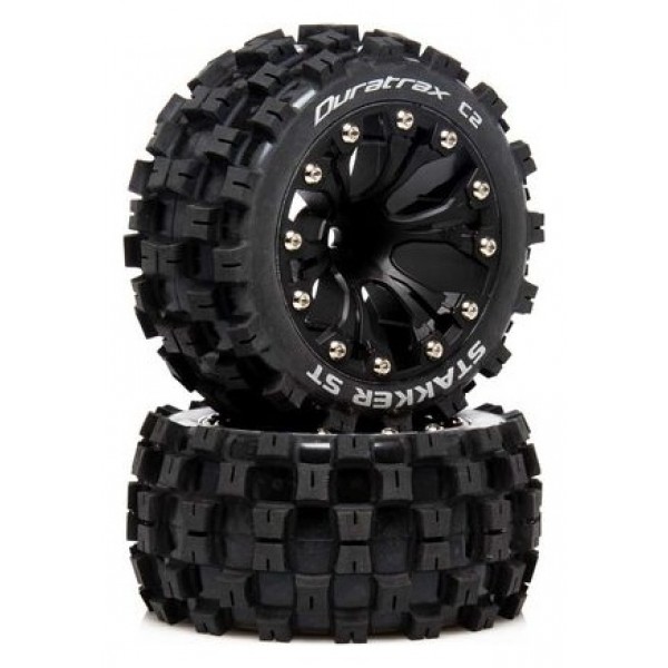 Duratrax Stakker ST Front/rear 2.8" Mounted C2 Wheels, 0.5" offset, Black (2)