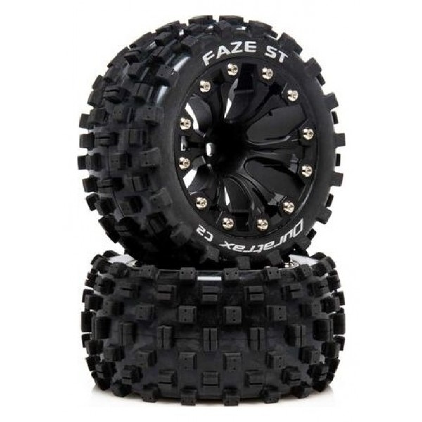 Duratrax Front/Rear Faze ST 2.8" Mounted C2 Tires, .5 Offset Black (2)