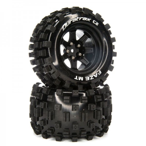 Duratrax Front/Rear Faze MT 2.8" Mounted Tires, C2 14mm, Black (2)