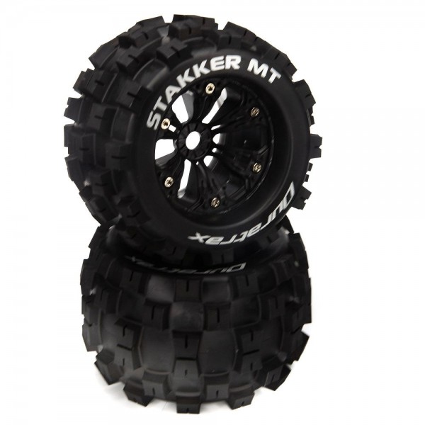 Duratrax Stakker 1/8 MT Mounted 1/2" Offset Black Wheels, 17mm hex (2)