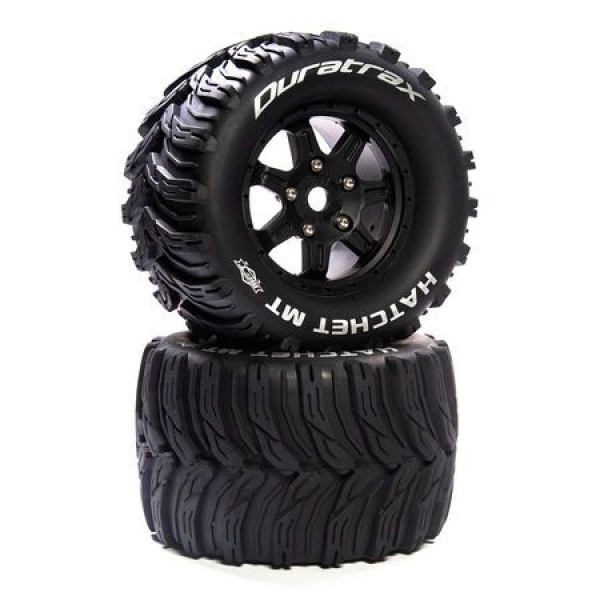 Duratrax Hatchet MT Belt 3.8" Mounted Front/Rear Tires 0 Offset 17mm, Black (2)