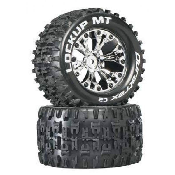 Duratrax 2.8" Lockup MT C2 Rear Mounted Tires & Wheels, Chrome (2)