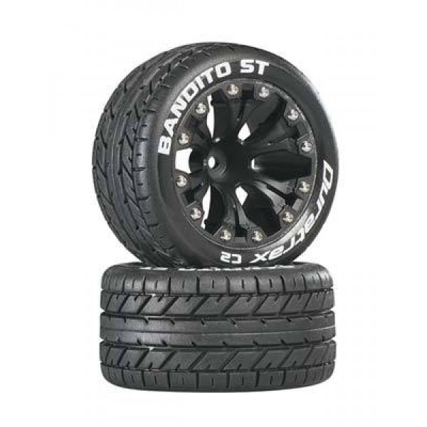 Duratrax Bandito ST Mounted  2.8" C2 Tires & Wheels, 0.5 Offset 12mm Hex (2)