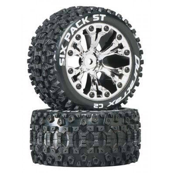 DuraTrax Sixpack ST 2.8" Mounted truck tires for rear 2WD chrome (2)